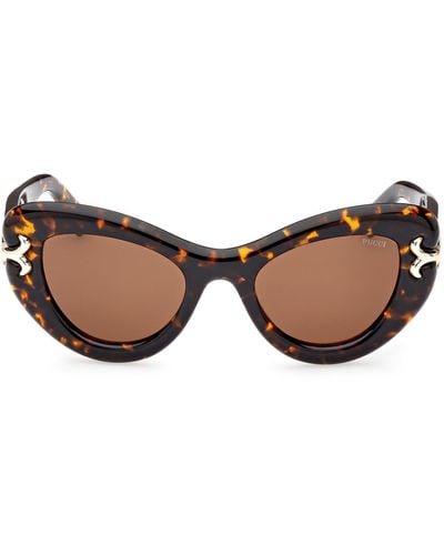 Emilio Pucci 50mm Small Cat Eye Sunglasses - Brown