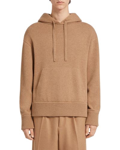 Zegna Chunky Cashmere Hoodie - Brown