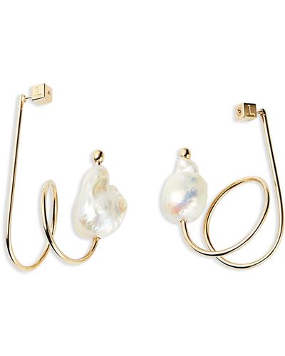 Lafayette 148 New York Fluid Baroque Pearl Earrings - Metallic