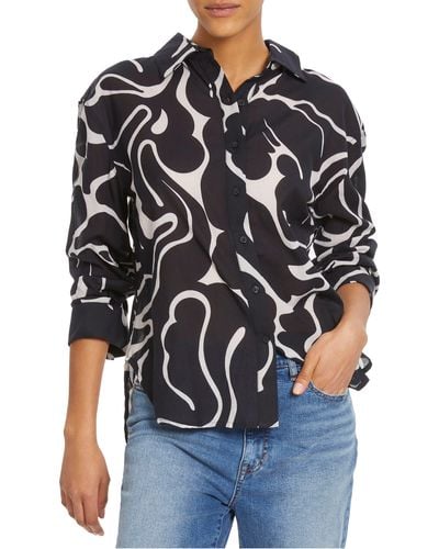 Sam Edelman Dorey Oversize Long Sleeve Button-up Shirt - Black