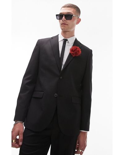 TOPMAN Slim Fit Suit Jacket - Black