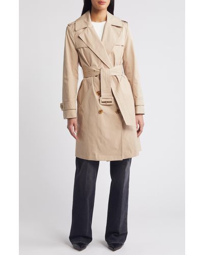 BCBGMAXAZRIA Double Breasted Belted Trench Coat - Natural