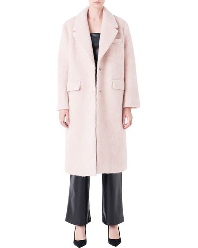 Grey Lab Oversize Longline Wool Blend Coat - Pink