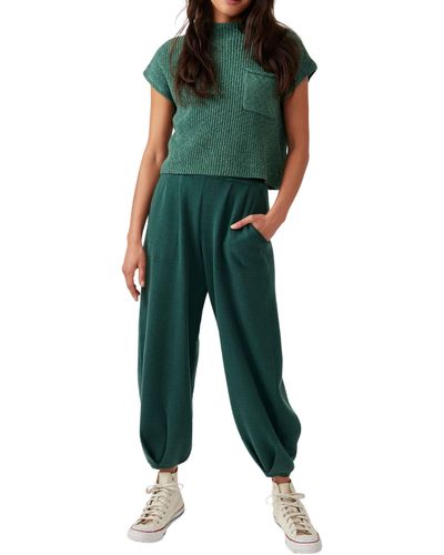 Free People Free-est Freya Short Sleeve Sweater & Pants Set - Green