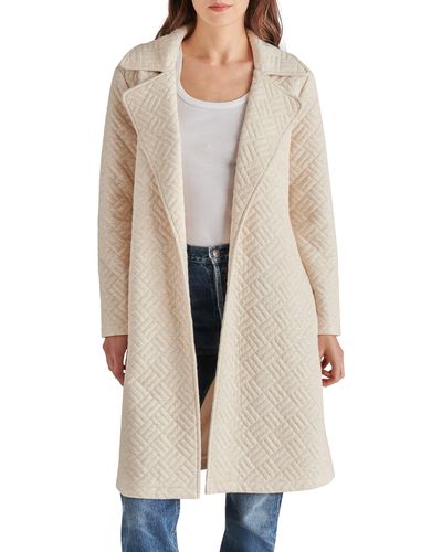 Steve Madden Jana Quilted Open Front Trench Coat - Natural