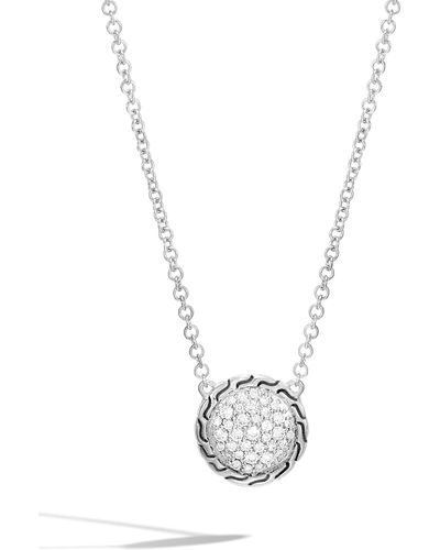 John Hardy Chain Classic Pavé Diamond Pendant Necklace - White
