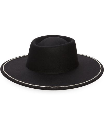 BP. Embellished Felt Boater Hat - Black