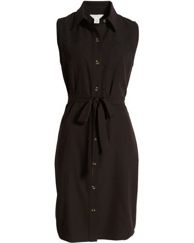 Caslon Caslon(r) Sleeveless Tie Waist Dress - Black