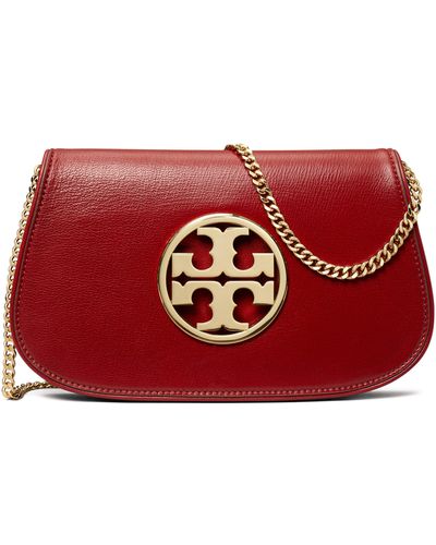 Tory Burch Reva Leather Clutch - Red