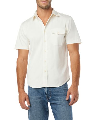 Joe's Howard Short Sleeve Stretch Lyocell & Cotton Button-up Shirt - White