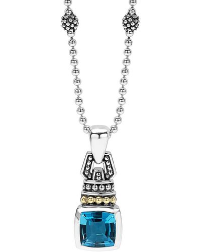 Lagos Caviar Color Pendant Necklace - Blue