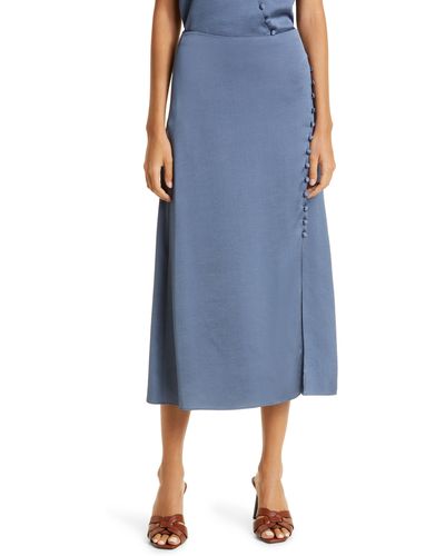 Veronica Beard Franconia Side Button Satin Skirt - Blue