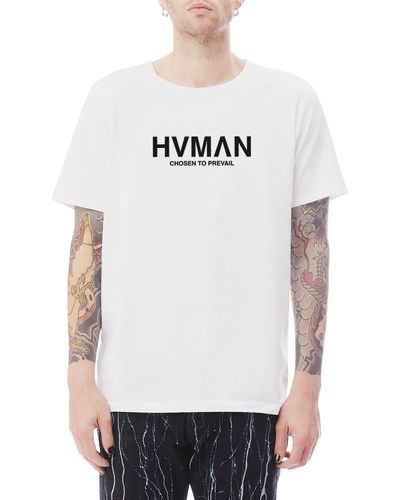 HVMAN Regular Fit Basic Logo Crewneck Cotton T-shirt - White