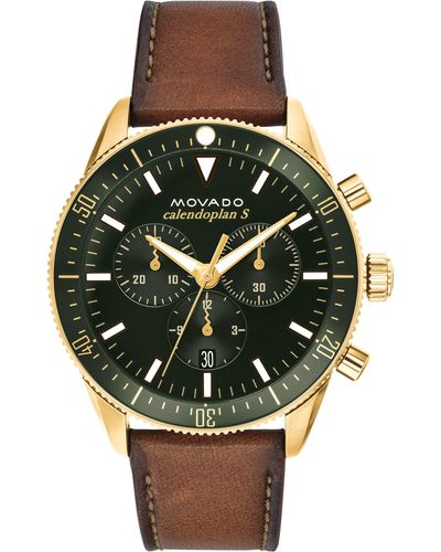 Movado Heritage Series Yellow Gold Stainless Steel Calendoplan S Chronograph Watch - Green
