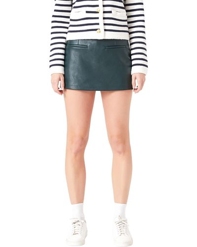 English Factory Faux Leather Skort - Blue