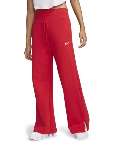 Nike Sportswear Phoenix Fleece High-waisted Wide-leg Sweatpants - Red
