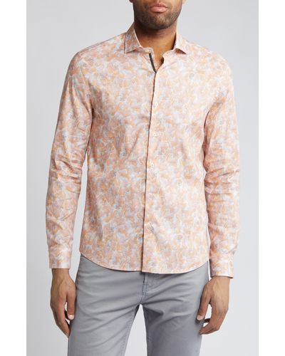 Stone Rose Floral Stretch Button-up Shirt - Multicolor