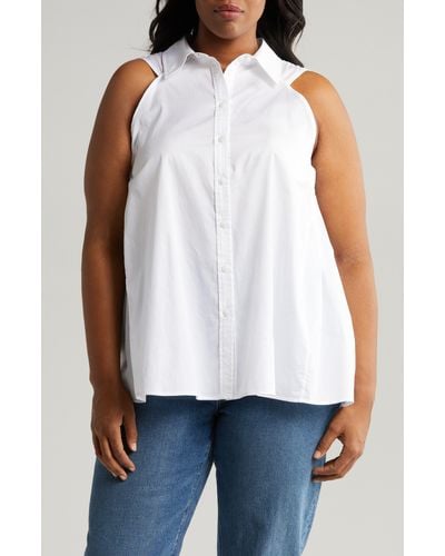 Harshman Ziva Sleeveless Button-up Shirt - White