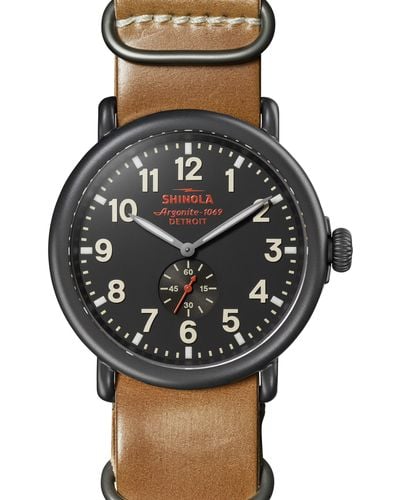 Shinola Runwell Leather Strap Watch - Black