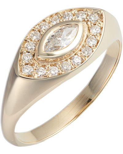 Zoe Chicco Marquis Diamond Signet Ring - White