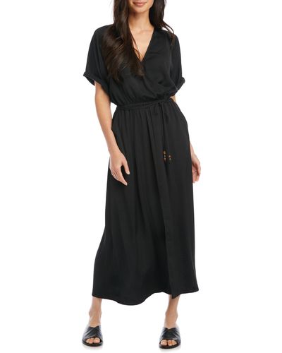 Karen Kane Cuffed Sleeve Midi Dress - Black