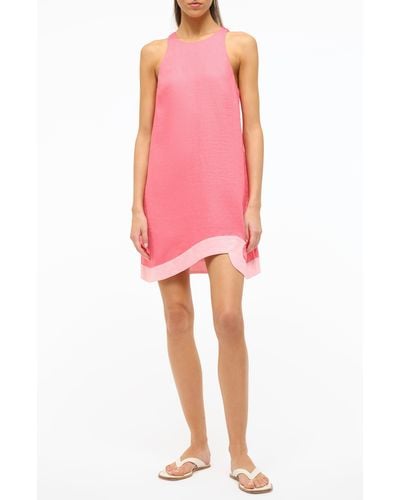 STAUD Allori Sleeveless Linen Shift Dress - Pink