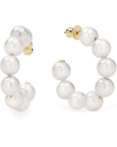 Melinda Maria Life's A Ball Imitation Pearl Hoop Earrings - White