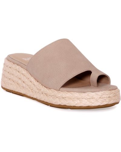 Eileen Fisher Tarry Toe Loop Espadrille Wedge Slide Sandal - Pink