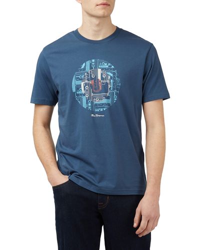 Ben Sherman Retro Tape Target Organic Cotton Graphic T-shirt - Blue