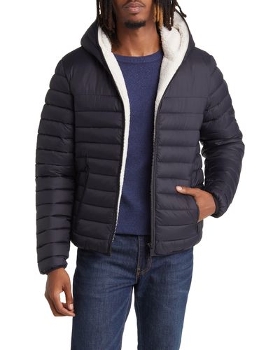 Save The Duck Morus Water Resistant Hooded Puffer Jacket - Blue
