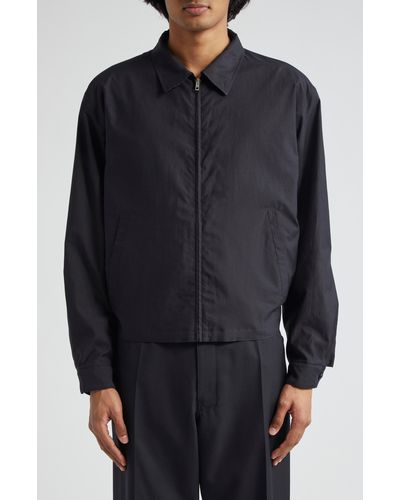 Lemaire Washed Cotton & Silk Zip-up Shirt Jacket - Black