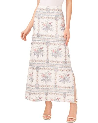 Cece Floral A-line Linen Blend Maxi Skirt - Multicolor
