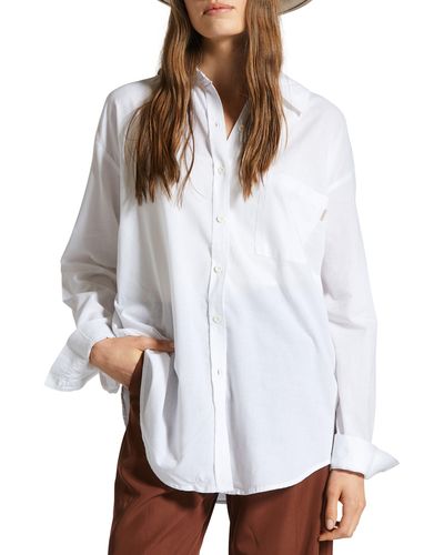 Brixton Sidney Oversized Cotton Button-up Shirt - White