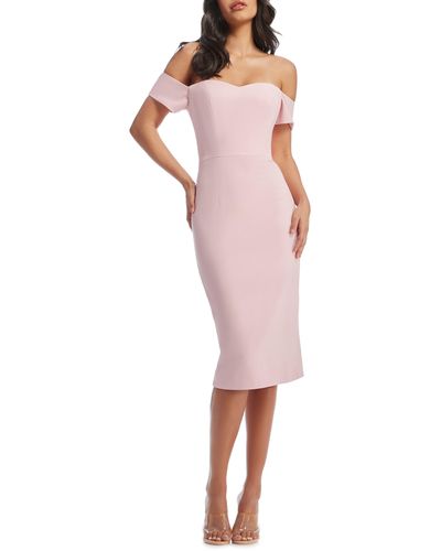 Dress the Population Bailey Off The Shoulder Body-con Dress - Pink