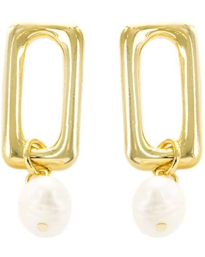 Panacea Imitation Pearl Drop Earrings - Metallic