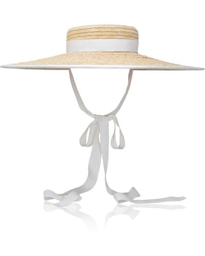 Gigi Burris Millinery Clairborne Grosgrain Trim Straw Sun Hat - White