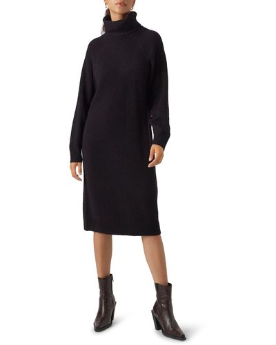 Vero Moda Daniela Turtleneck Long Sleeve Sweater Dress - Black