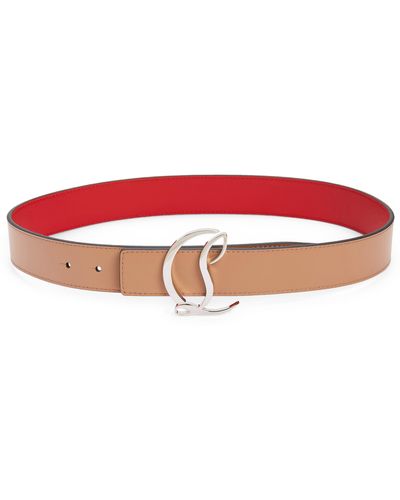 Christian Louboutin Logo Buckle Leather Belt - Red