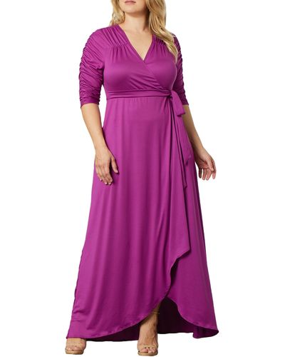 Kiyonna Meadow Dream Wrap Maxi Dress - Purple