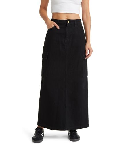 Something New Denim Maxi Skirt - Black