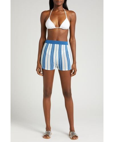 Solid & Striped Charlie Stripe Cover-up Shorts - Blue