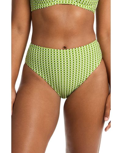 Sea Level Checkmate Retro High Waist Bikini Bottoms - Green