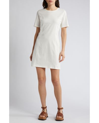 Treasure & Bond Seamed Organic Cotton T-shirt Dress - White