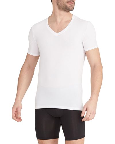 Tommy John 2-pack Second Skin Slim Fit Deep V-neck Undershirts - White