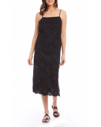 Karen Kane Eyelet Embroidered Cotton Midi Sundress - Black