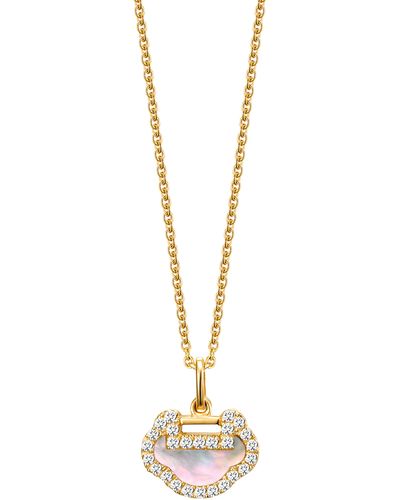 Qeelin Petite Yu Yi Mother-of-pear & Diamond Pendant Necklace - Metallic