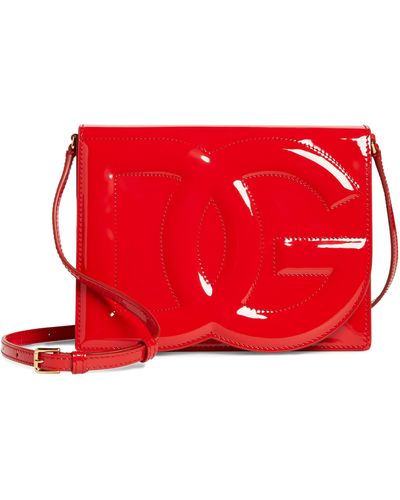 Dolce & Gabbana Dg Logo Patent Leather Crossbody Bag - Red