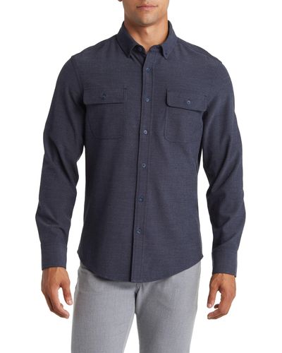 Mizzen+Main Mizzen+main City Trim Fit Stretch Flannel Button-down Shirt - Blue