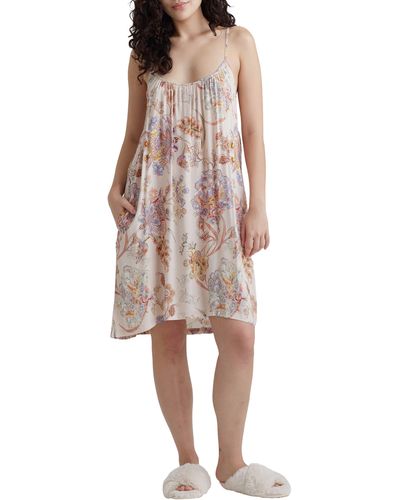 Papinelle Coco Floral Strappy Sateen Nightgown - Pink