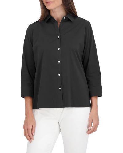 Foxcroft Sanda Cotton Blend Button-up Shirt - Black